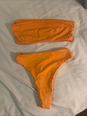 Orange Bandeau Bikini Set - Women's Swim